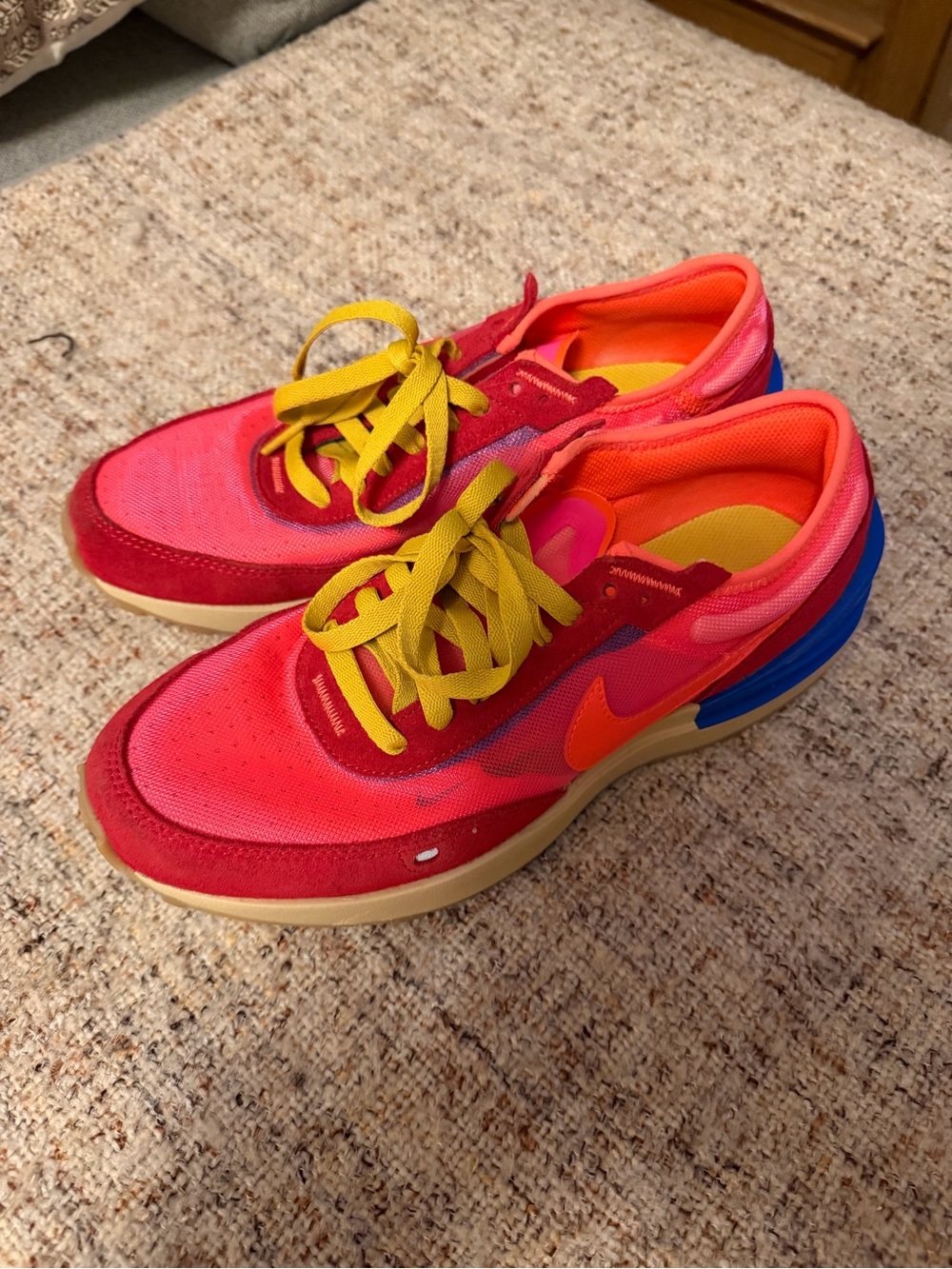 Nike Kids Red & Pink Sneakers with Yellow Laces